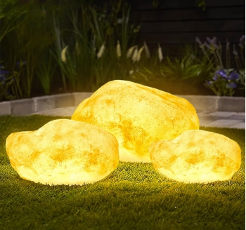 创意发光石头灯户外防水庭院灯花园草坪灯装饰室外灯仿真景观灯